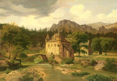 Castillo en las montañas, 1835 de Carl Dahl