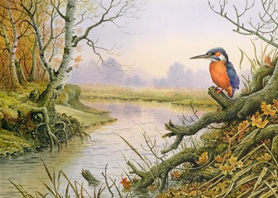 Martín pescador: escena de río en otoño de Carl Donner