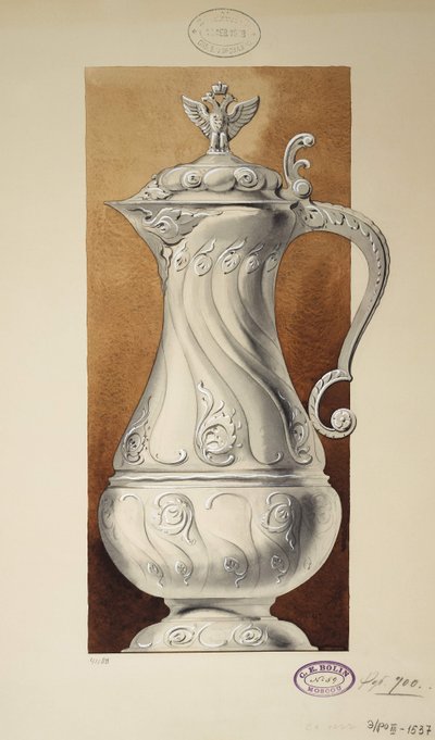 Diseño de una jarra de vino. Serie La dote de la Gran Princesa María Pavlovna, 1907-1908 de Carl Edvard Bolin company
