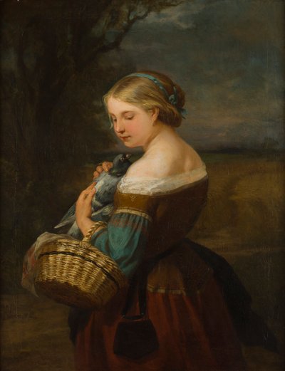 Retrato de una campesina con una paloma de Carl Ernst Ludwig Wagner
