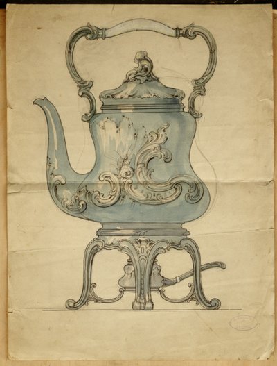Una tetera de plata con soporte, Casa de Carl Faberge de Carl Fabergé