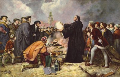 Martín Lutero quema la Bula Papal en 1520 de Carl Friedrich (after) Lessing