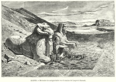 Vendedor de antigüedades en el camino de Luxor a Karnak, Egipto de Carl Friedrich Heinrich (after) Werner