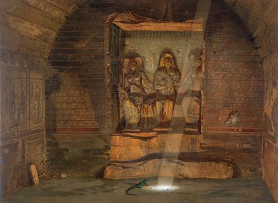 Una tumba en El-Kab, una de las 24 ilustraciones producidas por G.W. Seitz, impresas c.1873 de Carl Friedrich Heinrich Werner