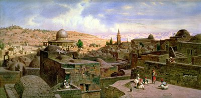 Una vista de Jerusalén, con la Cúpula de la Roca Sagrada, 1864 de Carl Friedrich Heinrich Werner