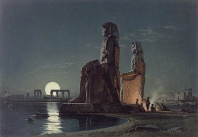 Los colosos de Memnón, Tebas, una de las 24 ilustraciones producidas por G.W. Seitz, impresas c.1872 de Carl Friedrich Heinrich Werner