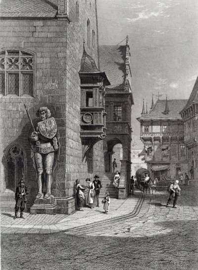 Ayuntamiento, Halberstadt, grabado por E. Joubert, impreso por Cassell & Company Ltd (grabado) de Carl Friedrich Heinrich Werner