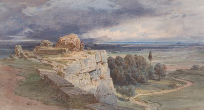 Vista de Norba desde el Norte, hacia San Felice Circeo, 1856 de Carl Friedrich Heinrich Werner