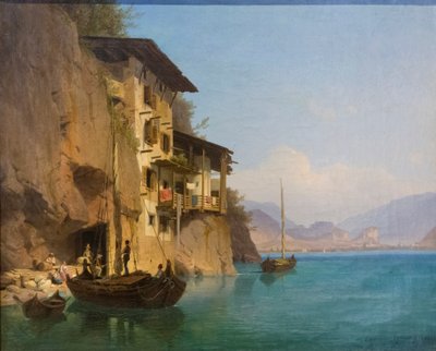 La Osteria Ponale en el Lago de Garda de Carl Friedrich Heinzmann