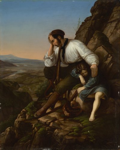 El ladrón con su hijo dormido de Carl Friedrich Lessing