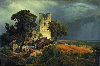 La defensa del asedio de un patio de iglesia durante la Guerra de los Treinta Años, 1848 de Carl Friedrich Lessing