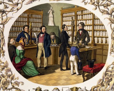 Interior de una farmacia austriaca de Carl and Geiger Peter Johann Nepomuk Kunz
