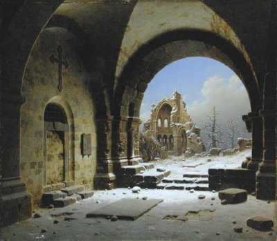 Ruinas del claustro en invierno de Carl Georg Adolph Hasenpflug
