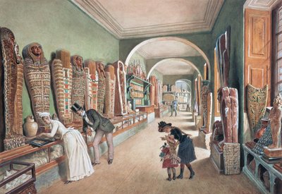 El pasillo y el último armario de la colección egipcia de Carl Goebel d. J.
