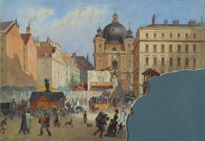 Peterskirche de Viena vista desde el Graben de Carl Goebel d. J.