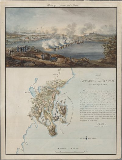 Vista y mapa del asunto en Ratan, el 20 de agosto de 1809 de Carl Gustaf Gillberg