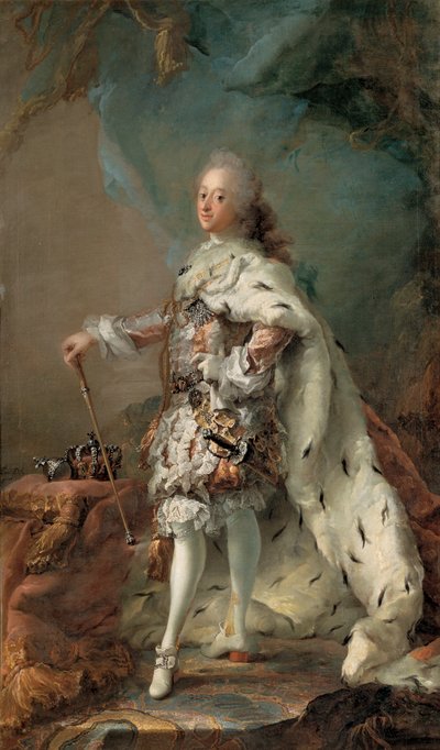 Frederik V en sus Ropas de Unción, c. 1750 de Carl Gustaf Pilo