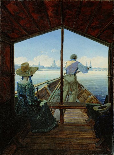 Una góndola en el Elba, cerca de Dresde de Carl Gustav Carus