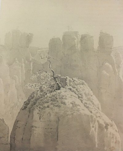 Alemán: Vista desde el puente Bastei en la Suiza sajona hasta el Kleine Gans de Carl Gustav Carus