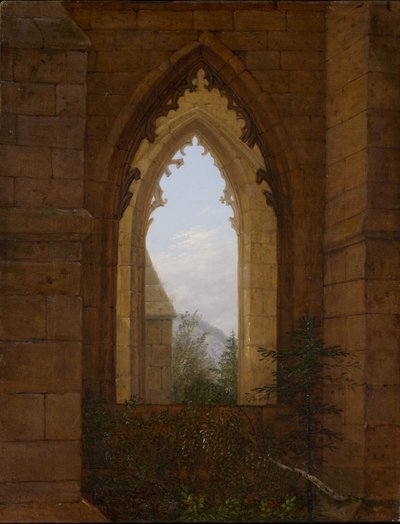 Ventana Gótica en la Ruina del Monasterio de Oybin de Carl Gustav Carus