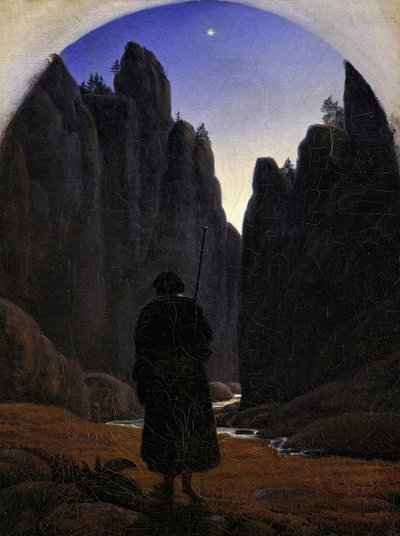 Peregrino en un valle rocoso, ca 1820 de Carl Gustav Carus