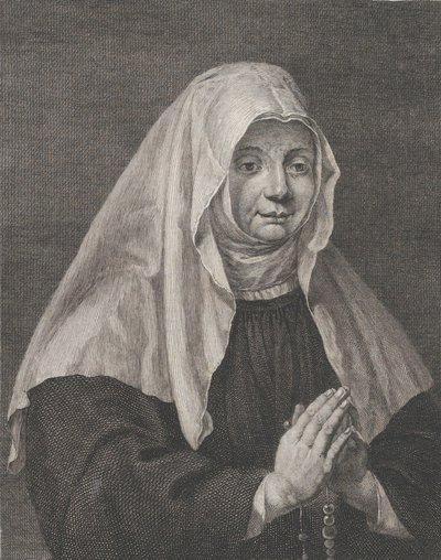Retrato de una monja rezando, ca. 1771 de Carl Guttenberg