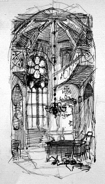 Un boceto del estudio del artista en Oberwesel de Carl Haag