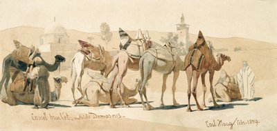 Mercado de Camellos Fuera de Damasco, 1859 de Carl Haag