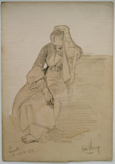 Estudio de una dama sentada, Nazaret, 1859 de Carl Haag