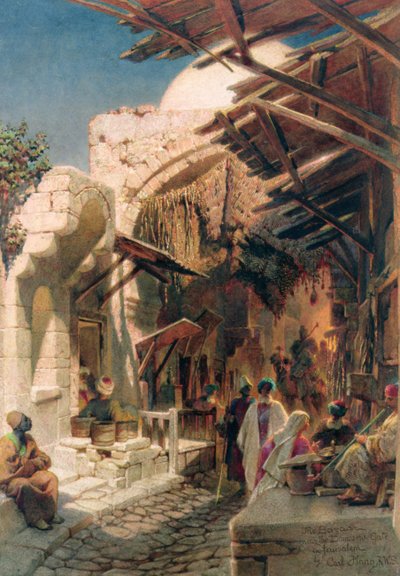 El bazar cerca de la Puerta de Damasco en Jerusalén de Carl Haag