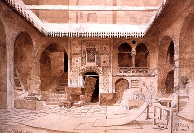 El bazar de alfombras Chan Chaleel en El Cairo, 1858 de Carl Haag