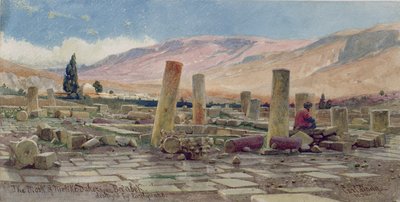 La mezquita de Melike cerca de Baalbek destruida por un terremoto, 1859 de Carl Haag