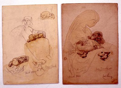 Dos estudios de una madre y un niño de Carl Haag
