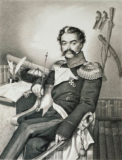 Retrato de Denis Davydov 1784-1839, soldado y poeta, principios del siglo XIX de Carl Hampeln von