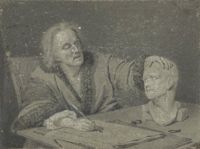 Dibujante esbozando una cabeza de yeso de Carl Heinrich Mylius