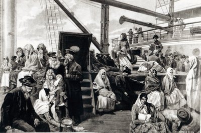 Pasajeros de tercera clase emigrando a los Estados Unidos de América desde Alemania, 1899 de Carl Hermann Kuechler