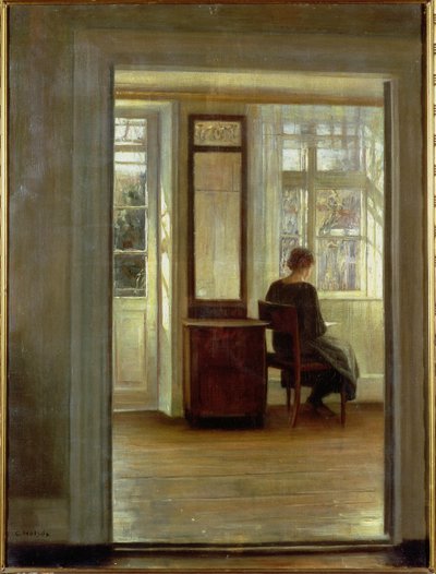 Una dama en un interior de Carl Holsoe