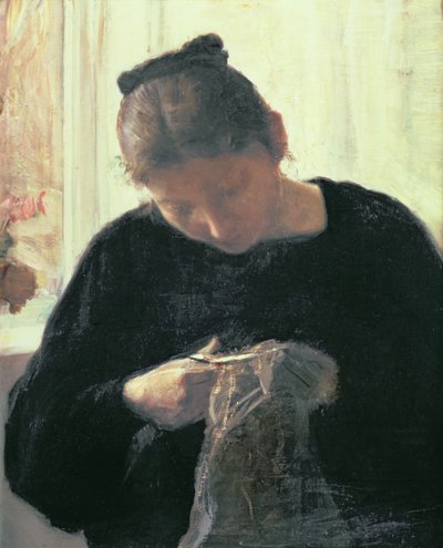 Una mujer cosiendo de Carl Holsoe