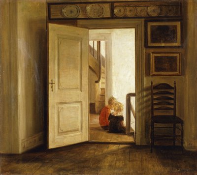 Niños en un interior de Carl Holsoe