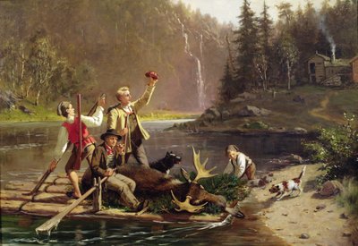 Cazadores en Oesterdalen Valley de Carl Julius Lorck