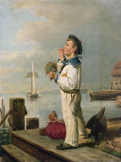 Pequeña marinera esperando en el muelle de Carl Julius Lorck