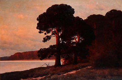 Atardecer, c.1930 (óleo sobre lienzo) de Carl Kenzler