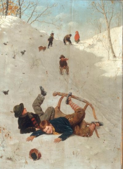Niños en trineo de Carl Kronberger