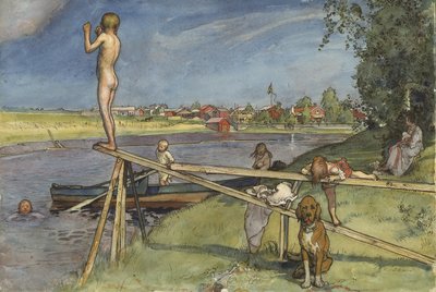 Un Lugar Agradable para Bañarse, de la serie Un Hogar, c.1895 de Carl Larsson