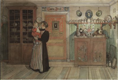 Entre Navidad y Año Nuevo, de la serie Un Hogar, c.1895 de Carl Larsson
