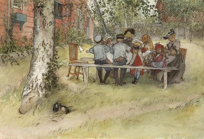 Desayuno bajo el Gran Abedul, de la serie Un Hogar, c.1895 de Carl Larsson