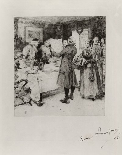«La fiesta alegre». Ilustración para el poema de Anna Maria Lenngren. Estado I de Carl Larsson