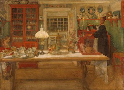 Preparándose para un juego, 1901 de Carl Larsson