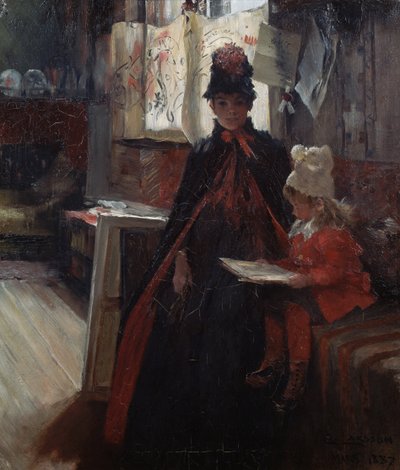 En Valand, interior con Karin y Suzanne de Carl Larsson