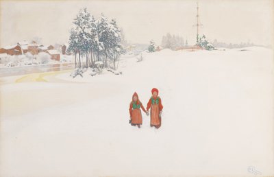 En la nieve de Carl Larsson